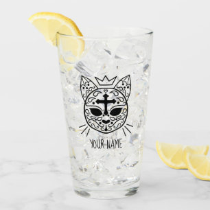 Sugar cat skull cat with your name glass