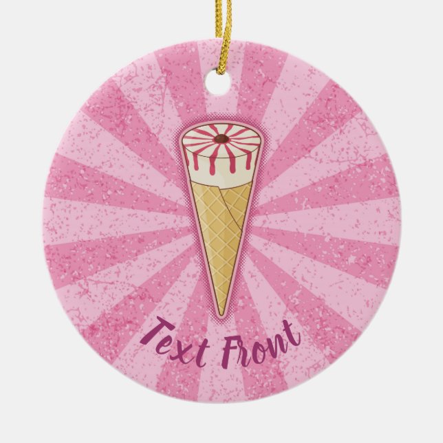 Sugar Cone Ice Cream Ceramic Tree Decoration (Front)