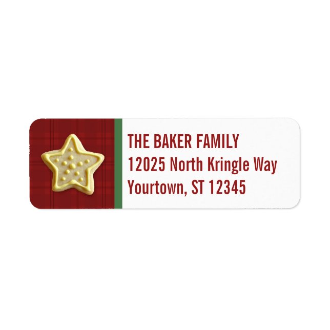 Sugar Cookie Christmas Red Plaid Custom Labels (Front)