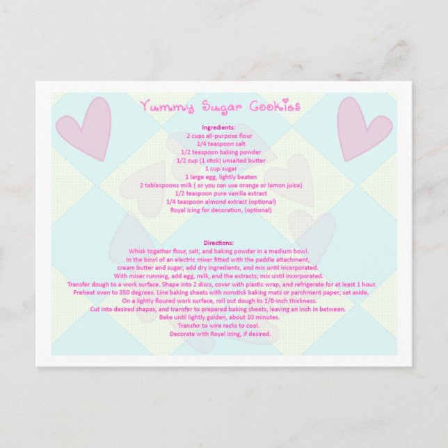 Sugar Cookie Recipe Postcard (Front)