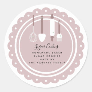 Sugar Cookies Bakery Tool Logo Homemade Food  Classic Round Sticker