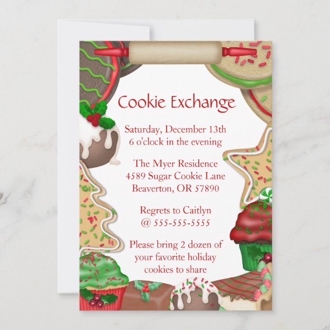 Sugar Cookies & Fudge Cookie Exchange Invite (Front)