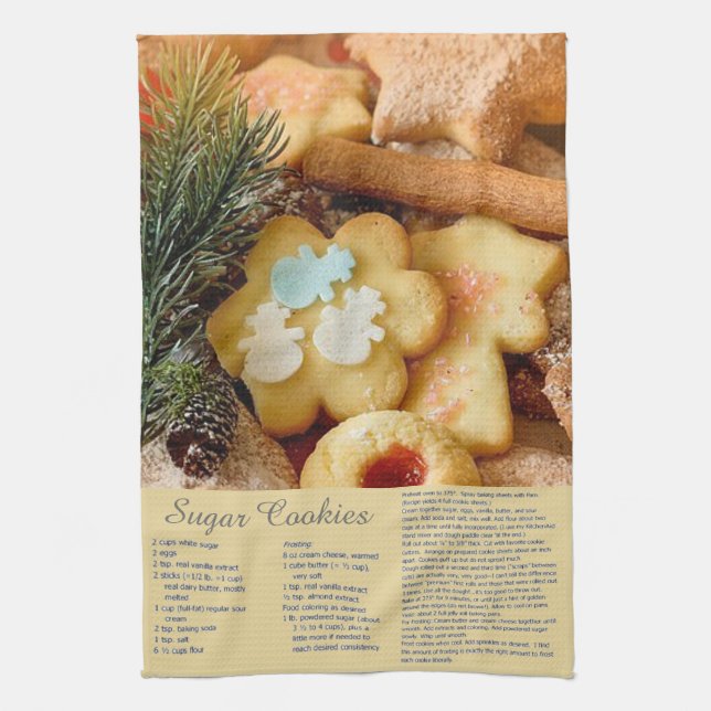 Sugar cookies recipe tea towel (Vertical)