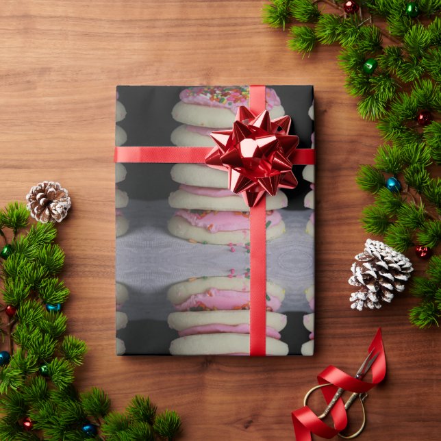 Sugar cookies with pink frosting wrapping paper (Holiday Gift)