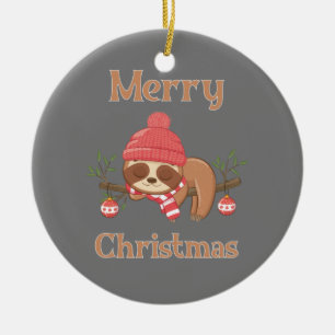 Sugar Cute Sloth Christmas Ceramic Tree Decoration