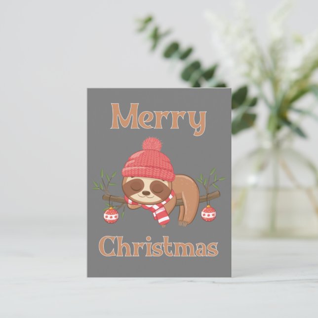 Sugar Cute Sloth Christmas Postcard (Standing Front)