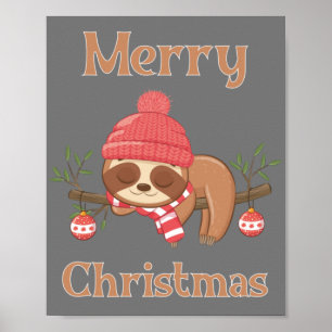 Sugar Cute Sloth Christmas Poster