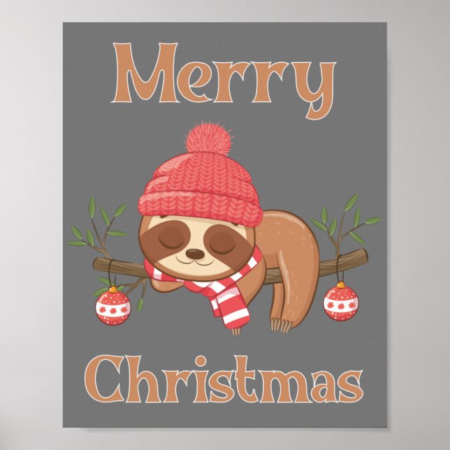 Sugar Cute Sloth Christmas Poster (Front)