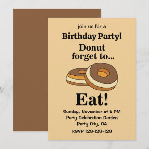 Sugar Donut Doughnut Birthday Party Invitation
