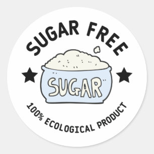 Sugar free 100% ecological product, diet, vegan classic round sticker