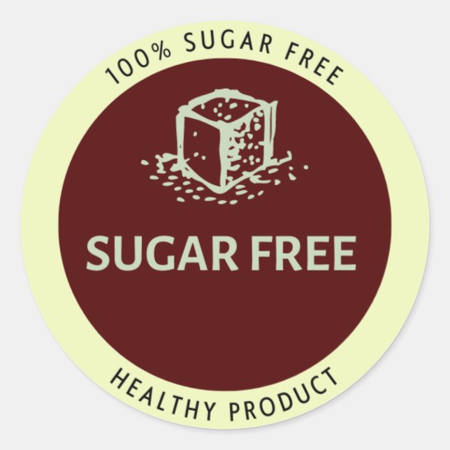 Sugar free, healthy product classic round sticker (Front)