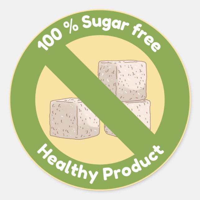 Sugar free, healthy product classic round sticker (Front)