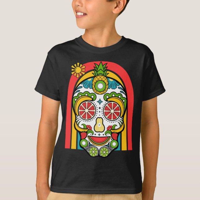 Sugar Fruit Skull Rainbow Summer Vacation T-Shirt (Front)