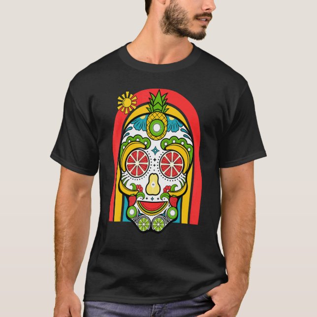 Sugar Fruit Skull Rainbow Summer Vacation T-Shirt (Front)