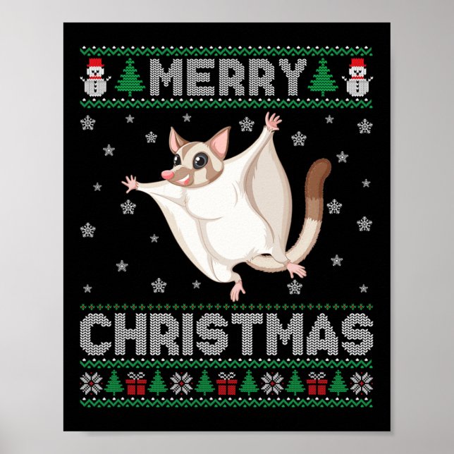 Sugar Glider Animal Men Women Kids Ugly Christmas  Poster (Front)