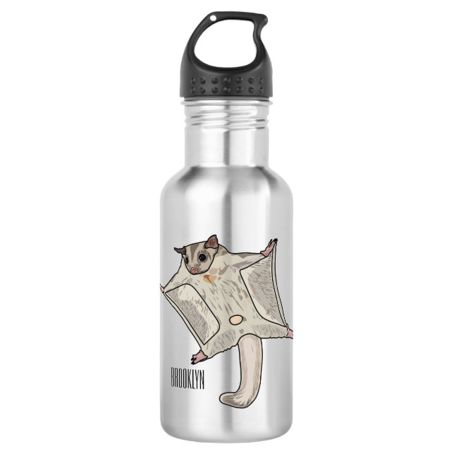 Sugar glider cartoon illustration 532 ml water bottle (Front)