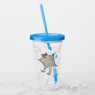 Sugar glider cartoon illustration acrylic tumbler