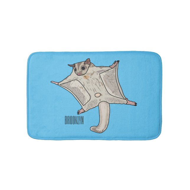 Sugar glider cartoon illustration bath mat (Front)