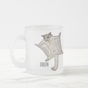 Sugar glider cartoon illustration frosted glass coffee mug