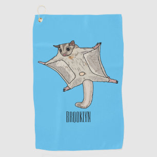 Sugar glider cartoon illustration golf towel