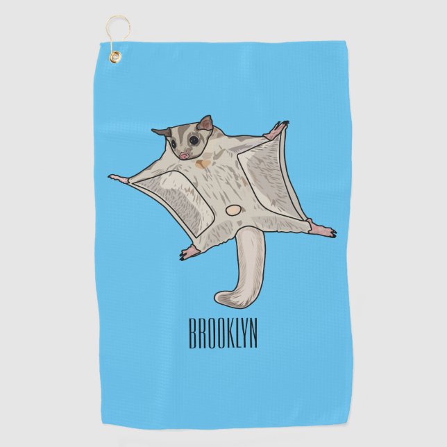 Sugar glider cartoon illustration golf towel (Front)