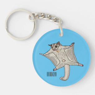 Sugar glider cartoon illustration key ring