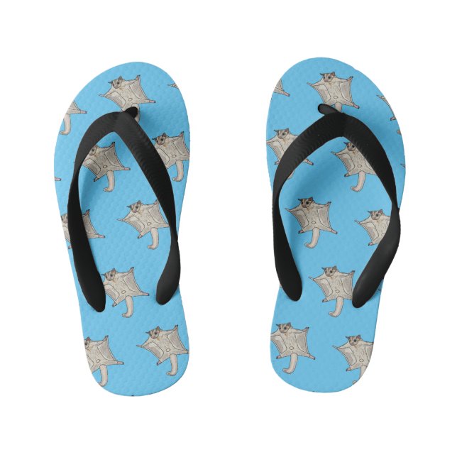 Sugar glider cartoon illustration kid's flip flops (Footbed)