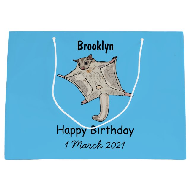 Sugar glider cartoon illustration large gift bag (Front)