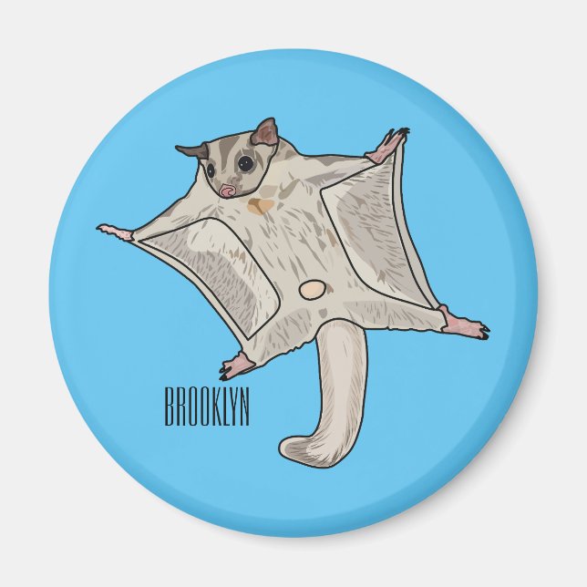 Sugar glider cartoon illustration magnet (Front)
