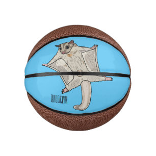 Sugar glider cartoon illustration mini basketball