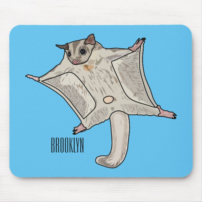 Sugar glider cartoon illustration mouse mat (Front)