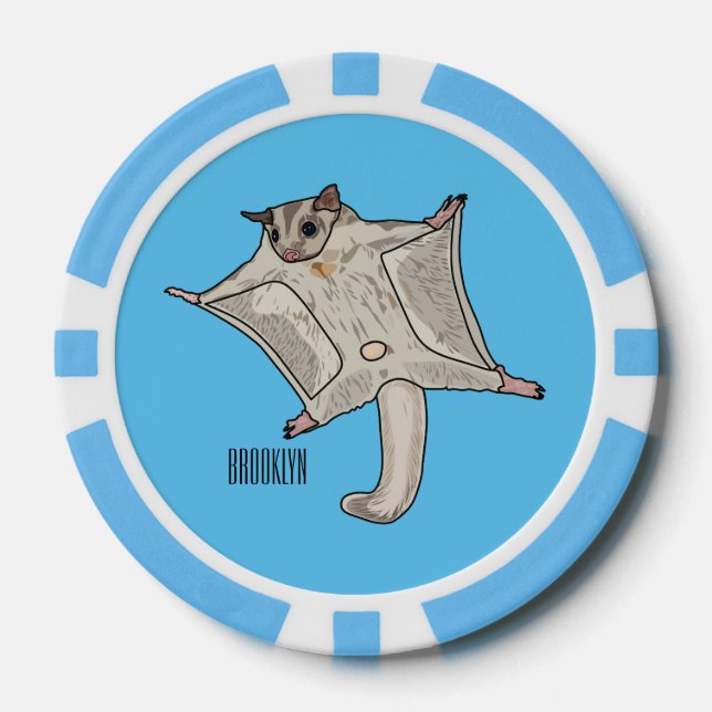 Sugar glider cartoon illustration poker chips (Front)