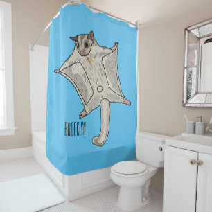 Sugar glider cartoon illustration shower curtain