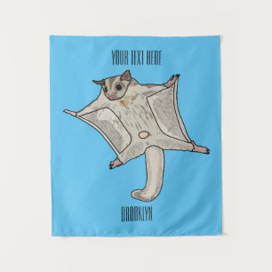 Sugar glider cartoon illustration tapestry