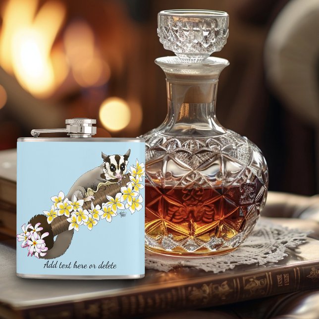 Sugar Glider Cute Floral Hip Flask (Creator Uploaded)