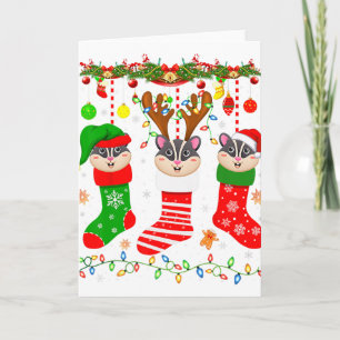 Sugar Glider In Christmas Socks Lights Sugar Glide Card