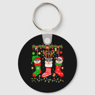 Sugar glider in christmas socks lights sugar glide key ring