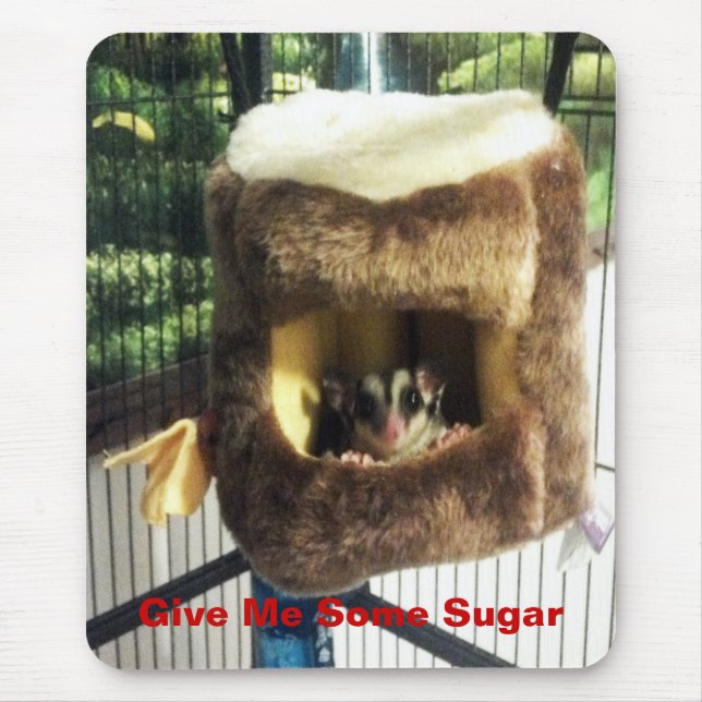 Sugar Glider in Furry Tree Truck Hanging Bed Mouse Mat (Front)