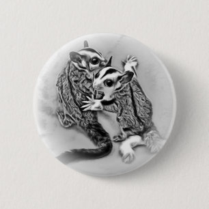 Sugar Glider Joeys Black & White 6 Cm Round Badge