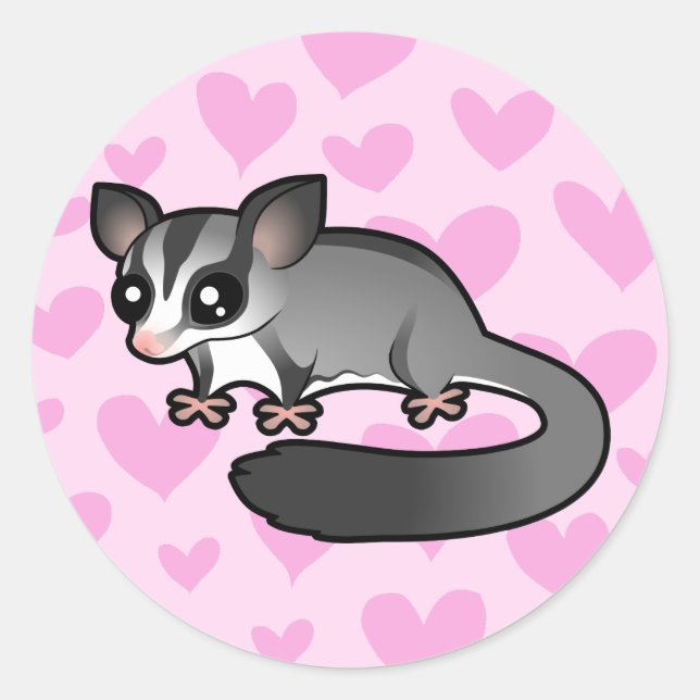 Sugar Glider Love Classic Round Sticker (Front)