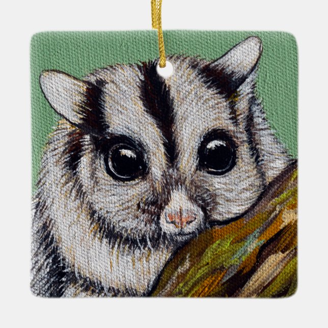 Sugar Glider Painting Ceramic Ornament (Front)