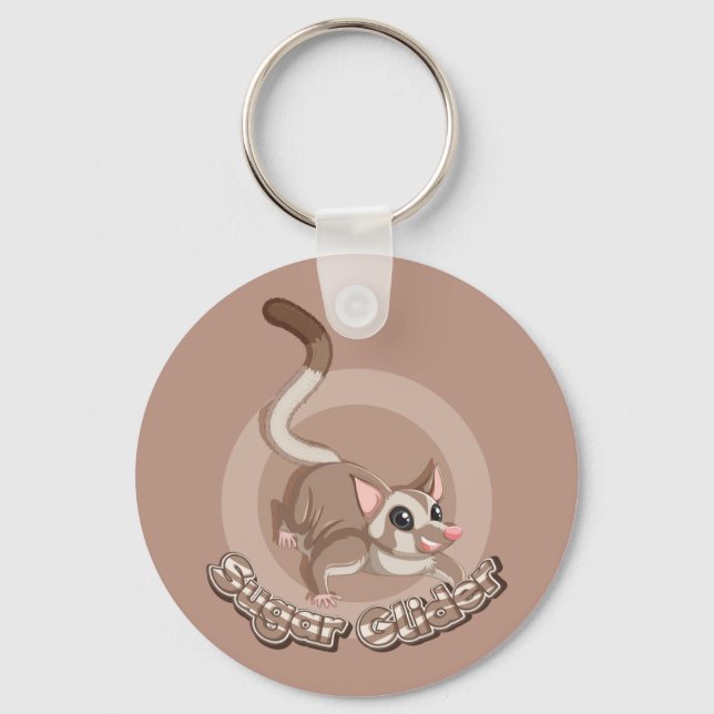 Sugar Glider Warm Cartoon Art Key Ring (Front)