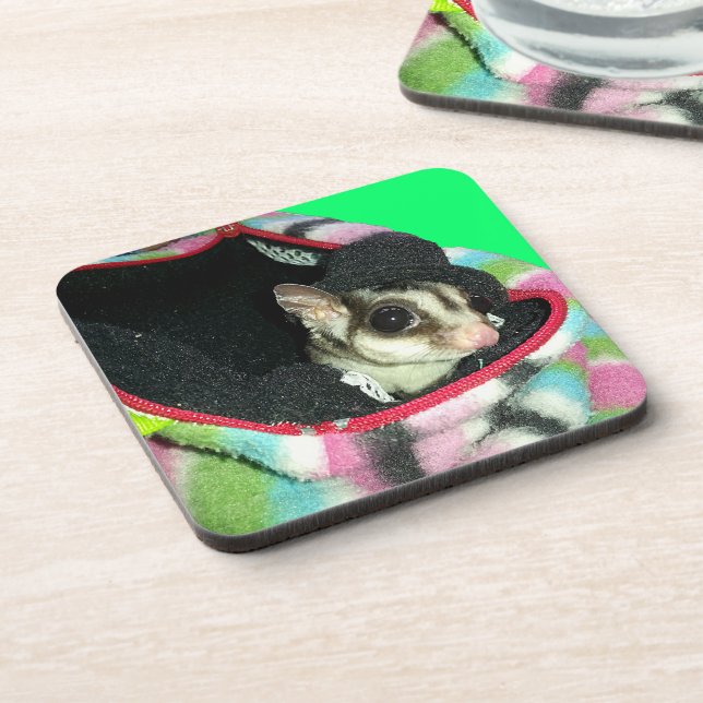 Sugar Glider Wearing a Hat Coaster (Left Side)