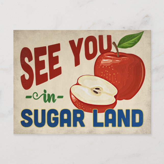 Sugar Land Texas Apple - Vintage Travel Postcard (Front)