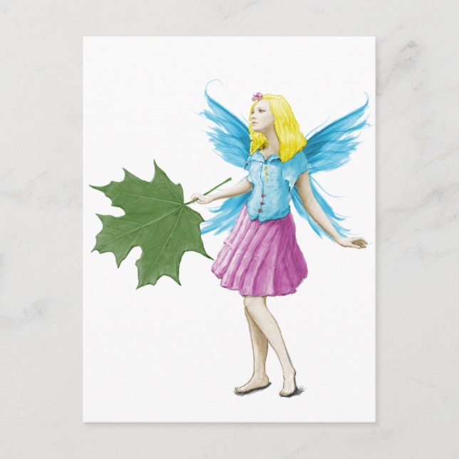 Sugar Maple Tree Fairy Holding Leaf Postcard (Front)
