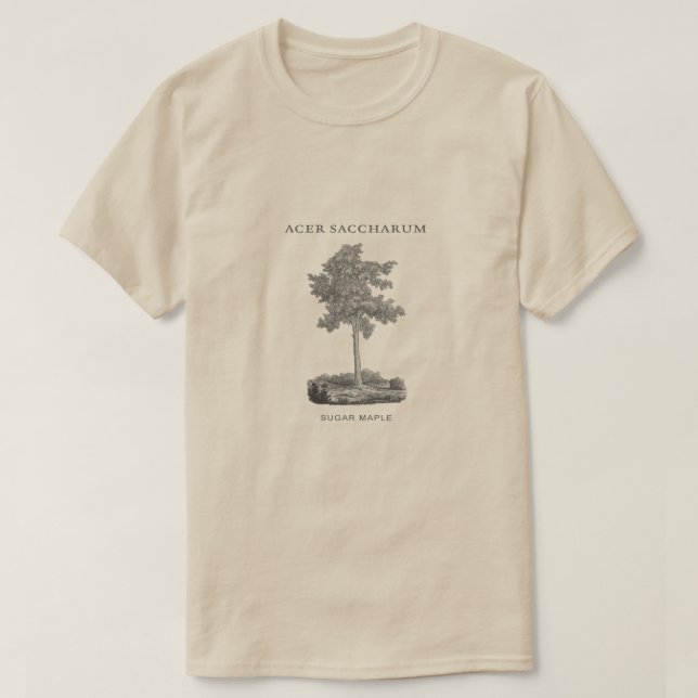 Sugar Maple Tree with Vintage Image T-Shirt (Design Front)