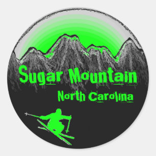 Sugar Mountain North Carolina green ski stickers