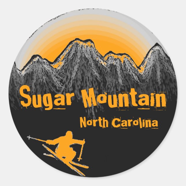 Sugar Mountain North Carolina orange ski stickers (Front)