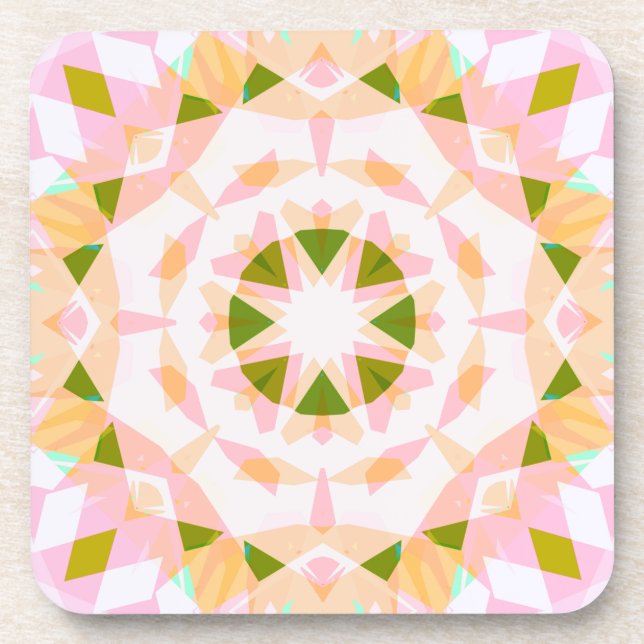 Sugar Pink Spring Green Star Dopamine Decor Art Coaster (Front)