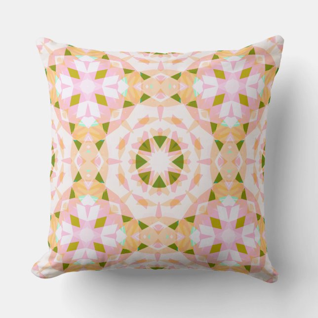 Sugar Pink Spring Green Star Dopamine Decor Art Cushion (Front)